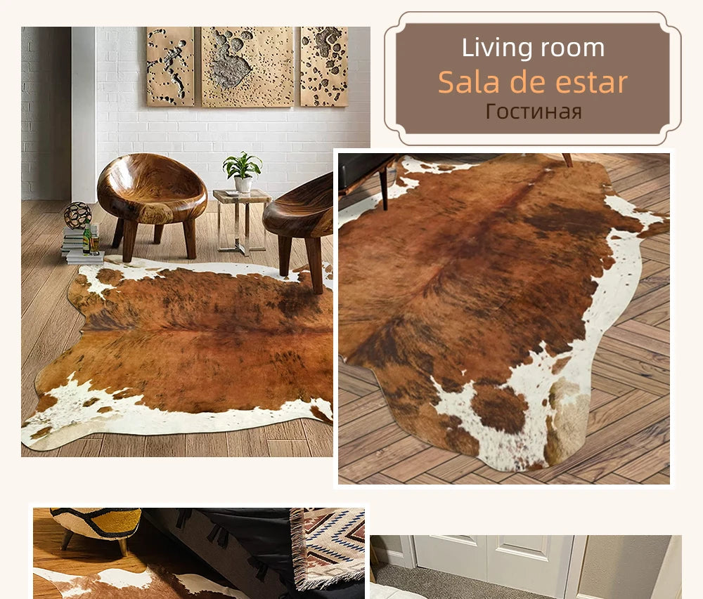 Faux Cowhide Animal Print Rug For Living Room Bedroom