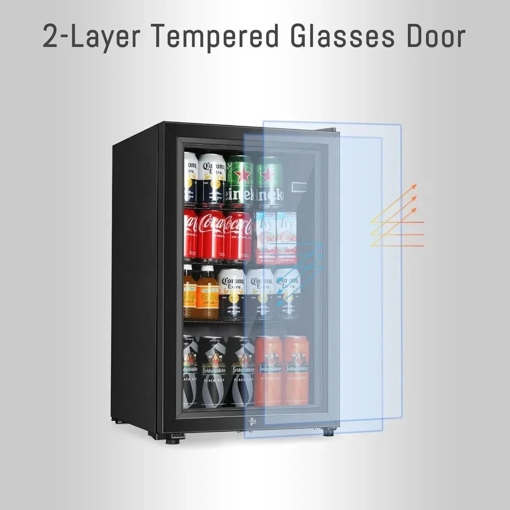 Compact Freestanding Beverage Refrigerator With Adjustable Shelves