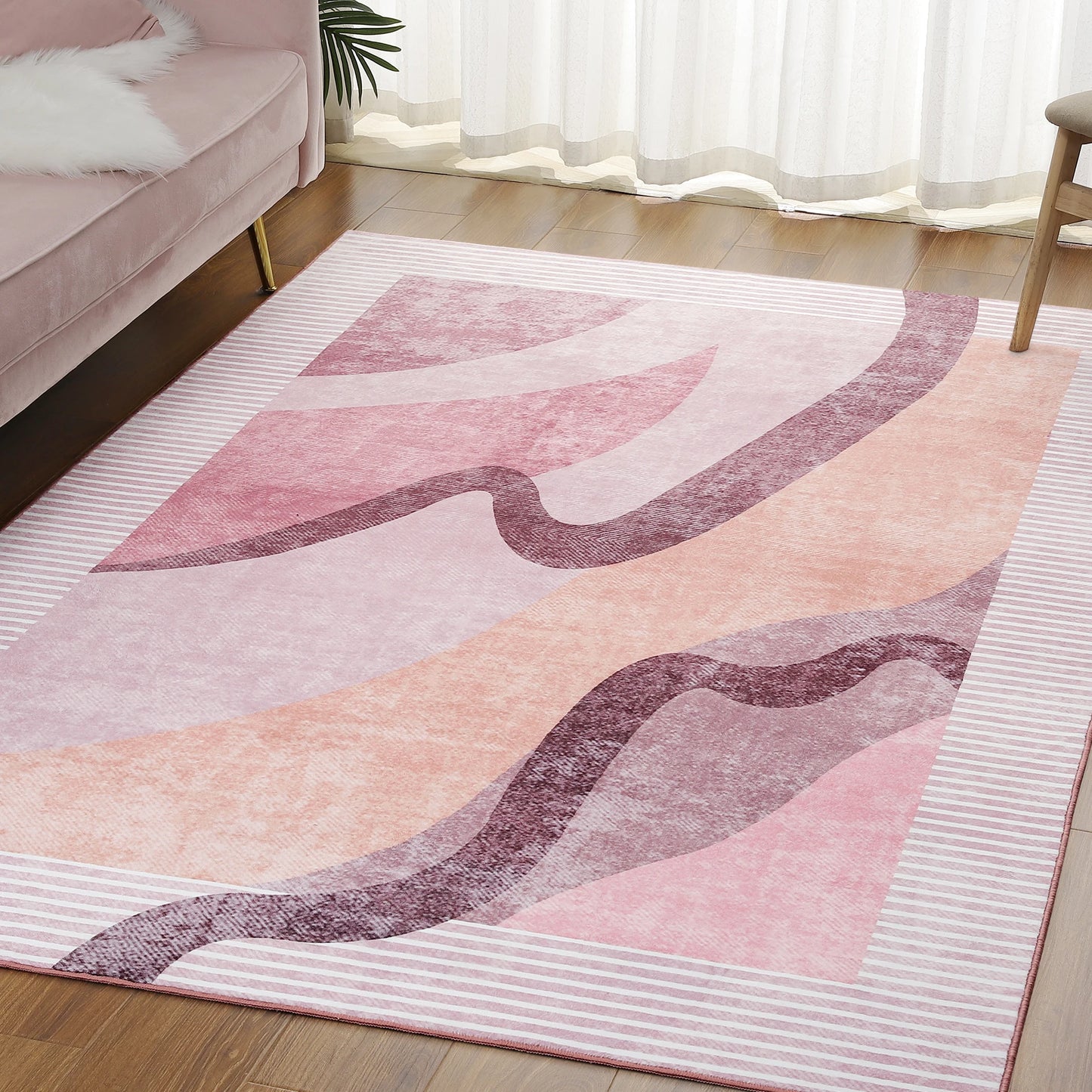 Machine Washable Vintage Area Rug With Non Slip Backing