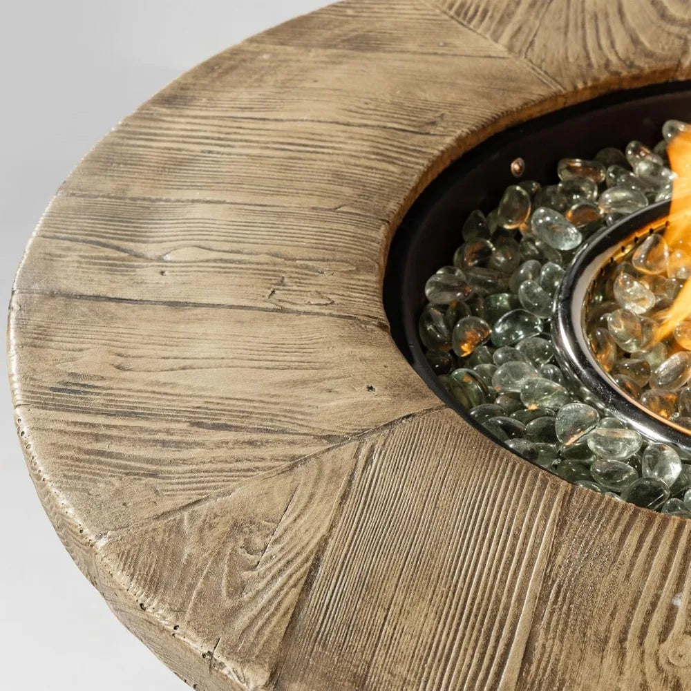Concrete Round Gas Fire Pit for Outdoor Gatherings and Ambience