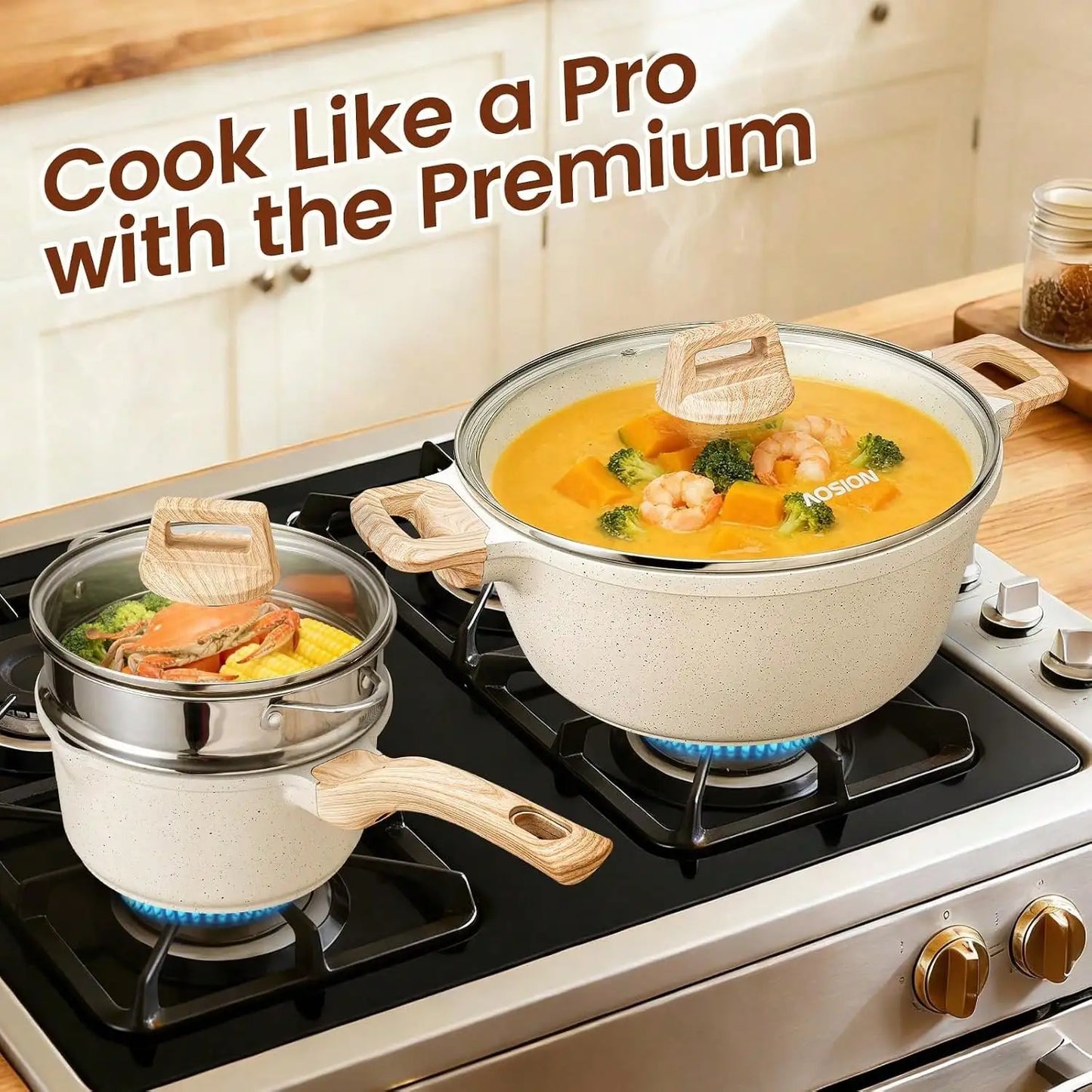 27-Piece Ceramic Nonstick Cookware Set with Kitchen Accessories