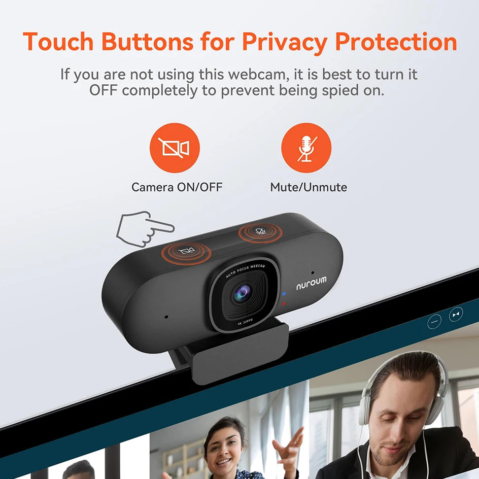 NUROUM V32AF 4k Full Hd PC Camera Webcam Ai Noise Canceling & Farming Conference Podcast Camera Web Cameras For Conference Room
