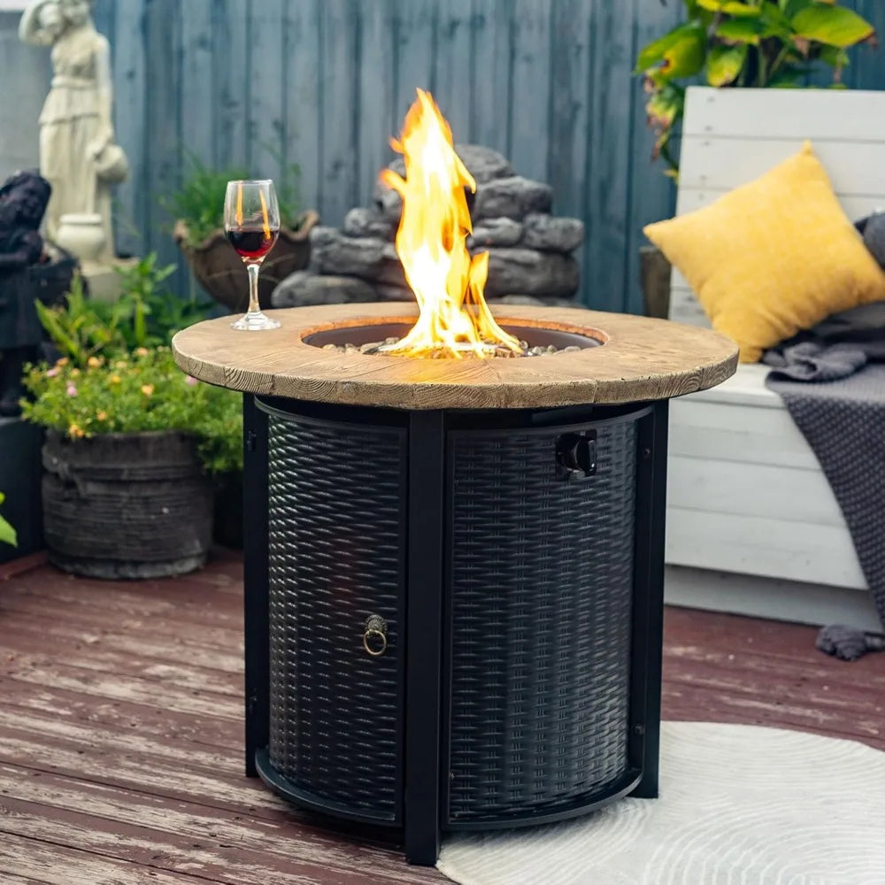 Concrete Round Gas Fire Pit for Outdoor Gatherings and Ambience