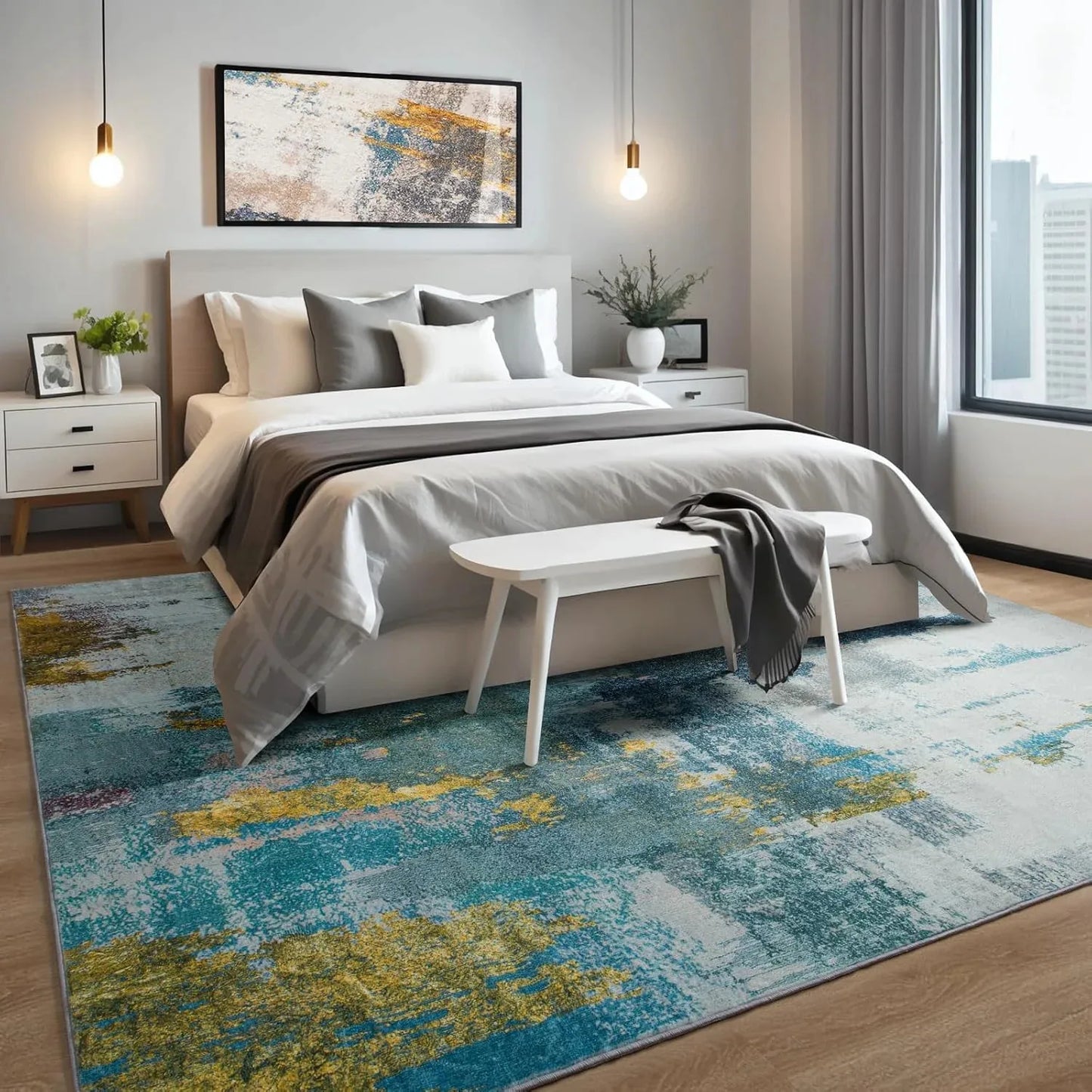 Machine Washable Non Slip Vintage Area Rug for Living Room