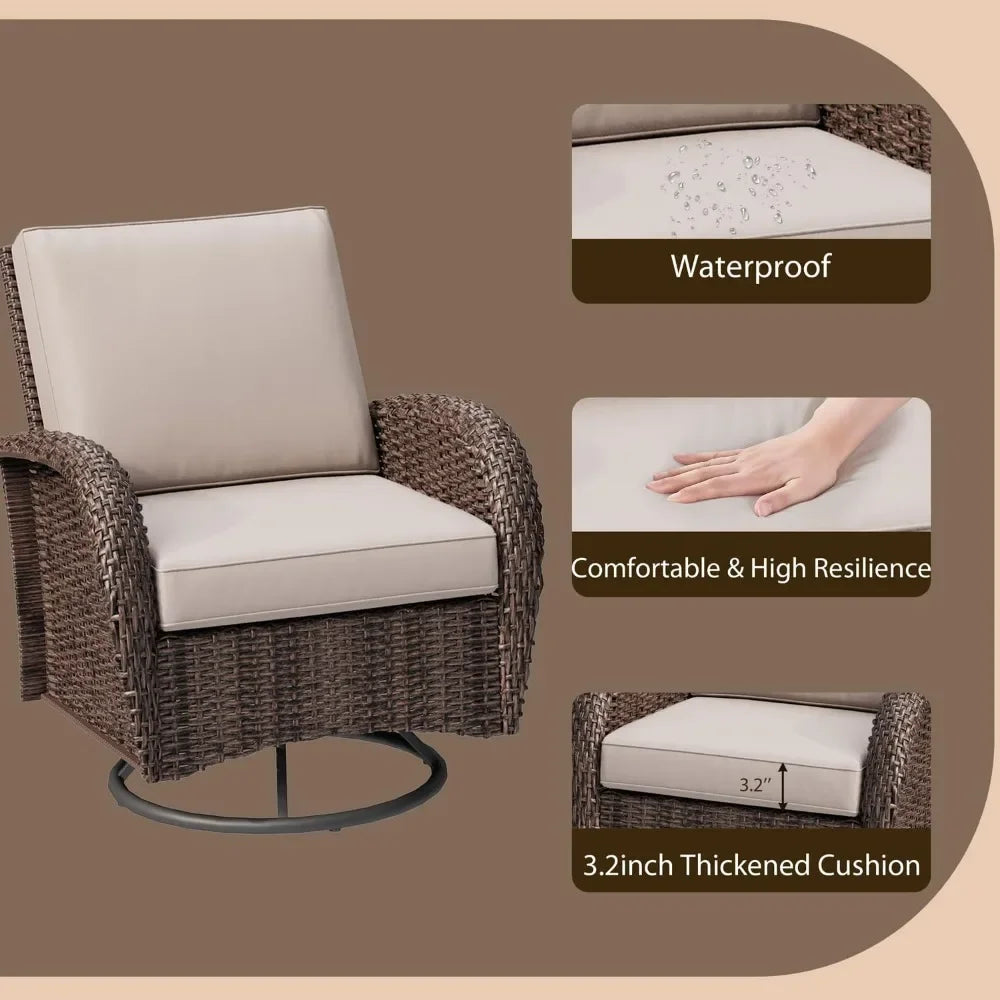 Rattan Wicker Outdoor Swivel Chairs and Table Bistro Set