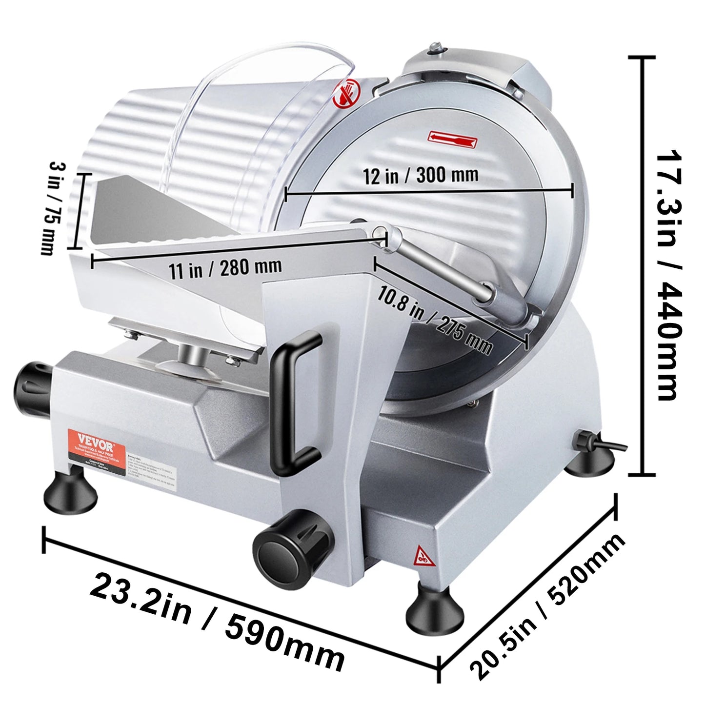 VEVOR Electric Meat Slicer with Adjustable Thickness for Home Use