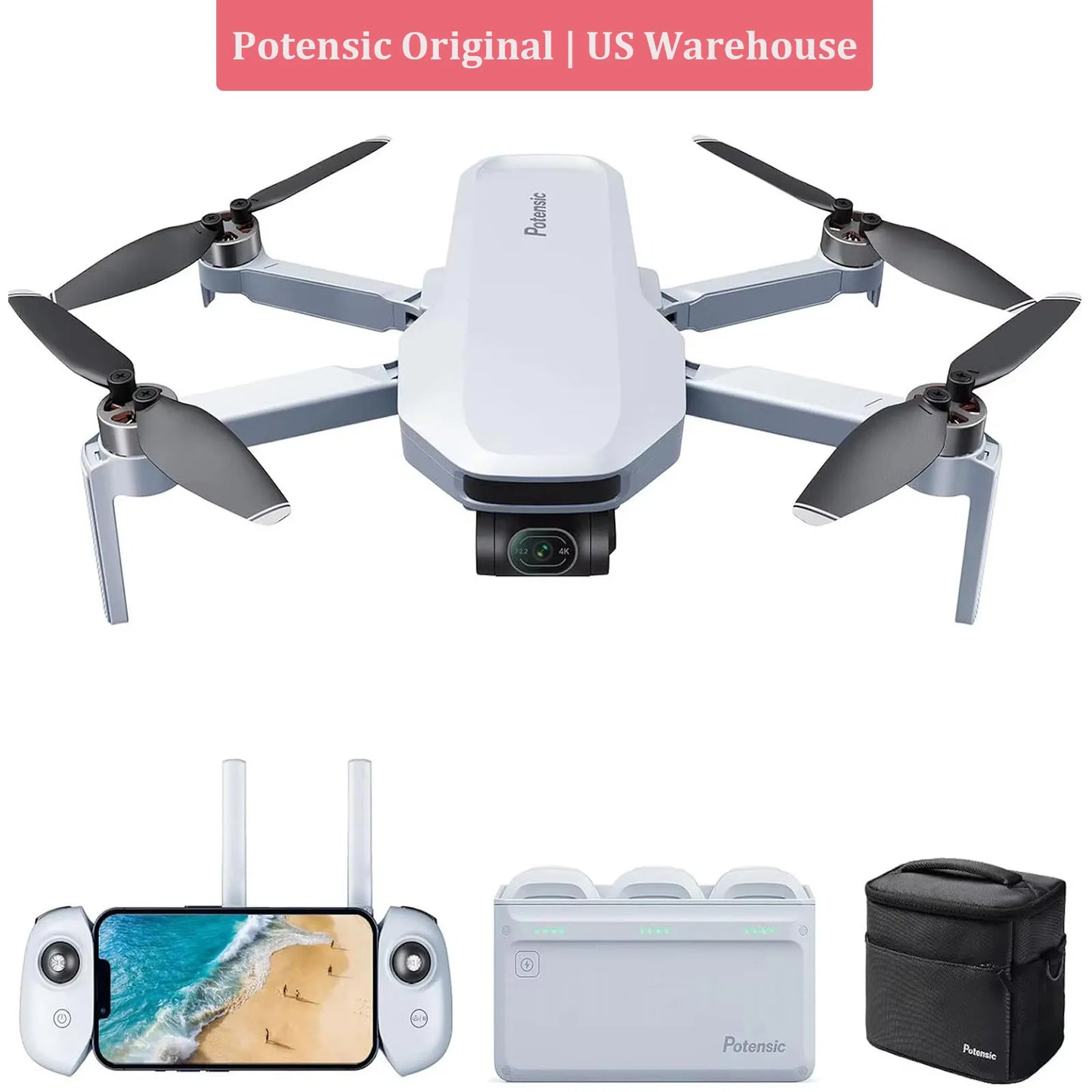 Potensic 4K GPS Drone with 3-Axis Gimbal for Beginners
