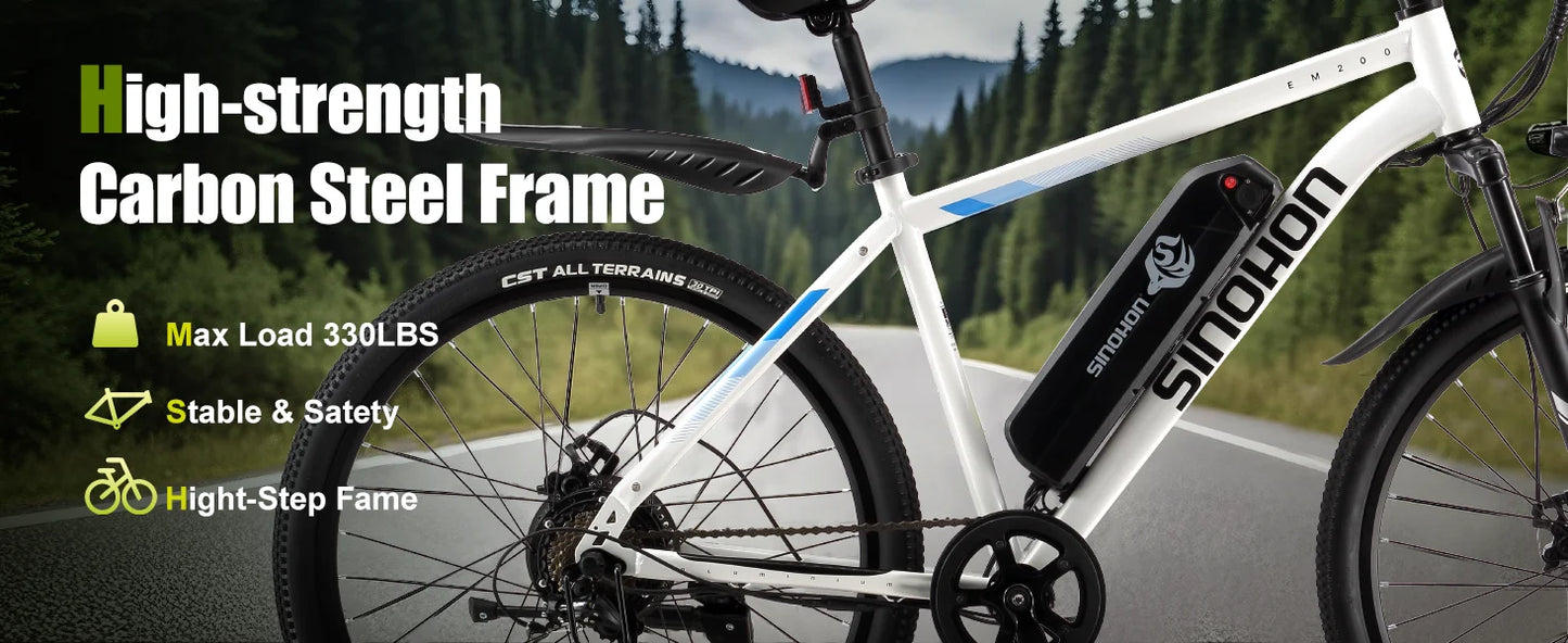 Mountain Electric Bike Adults 500W Peak Motor 26'' Tires Front Suspension Electric Bicycle 25-37Miles 7-Speed Lightweight E-MTB