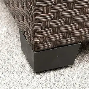 Patio Wicker Coffee Table With Tempered Glass Top