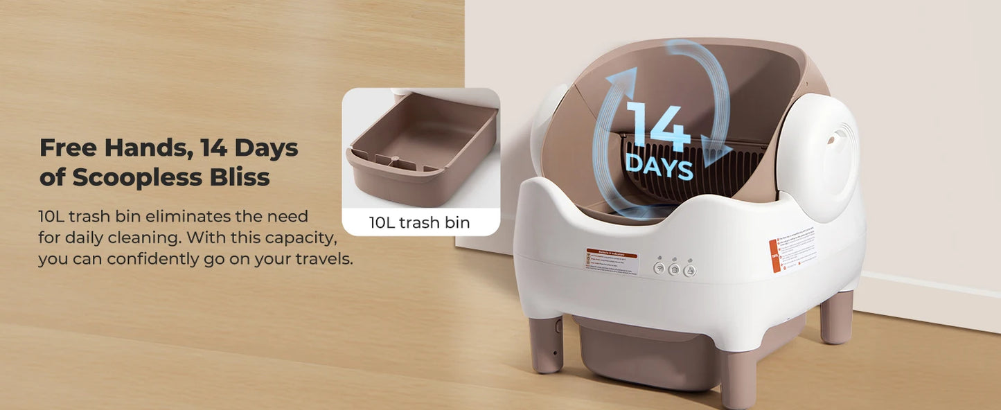 Automatic Self Cleaning Cat Litter Box with Smart APP Control