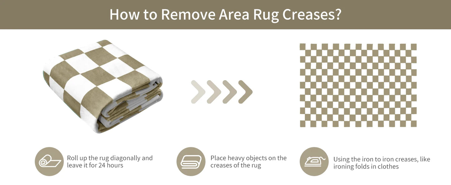 Checkered Area Rug Washable Non Slip Low Pile Stain Resistant