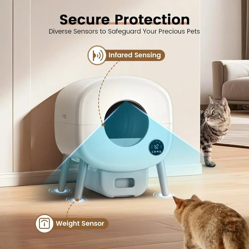 Smart Automatic Litter Box for Multiple Cats with App Control