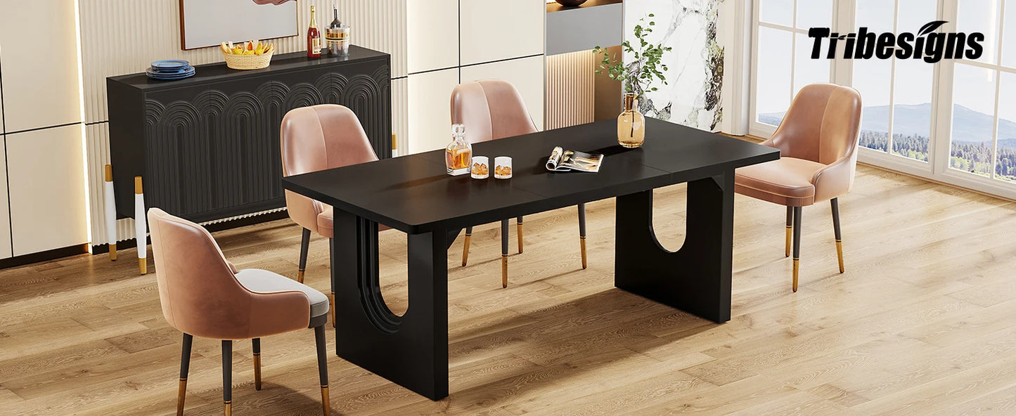 Tribesigns Modern Wood Pedestal Dining Table For Six
