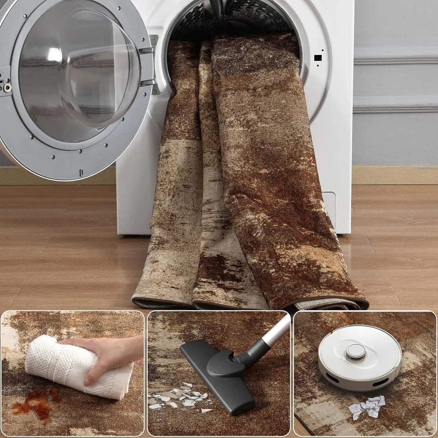 Machine Washable Non Slip Vintage Area Rug for Living Room