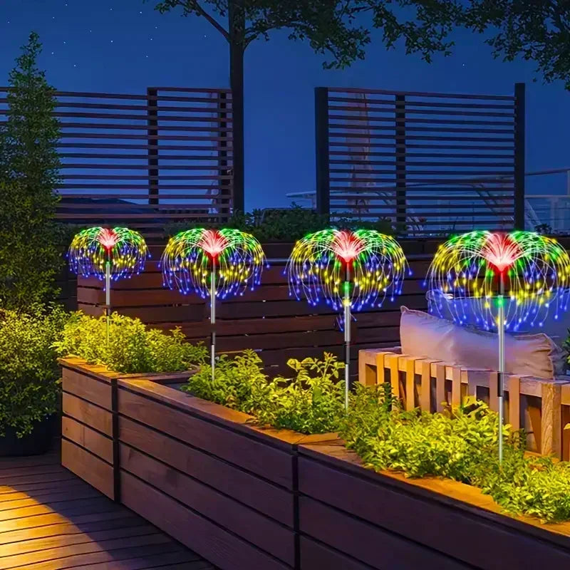 Outdoor Solar Firework Lights With 8 Lighting Modes For Garden Pathways