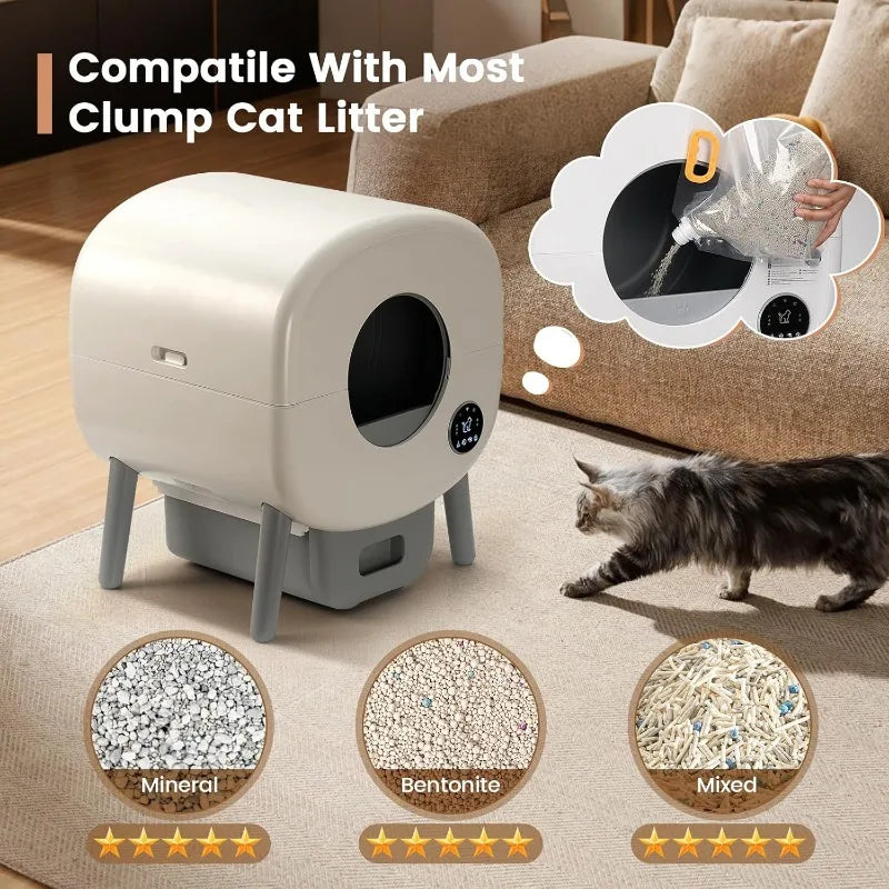Smart Automatic Litter Box for Multiple Cats with App Control