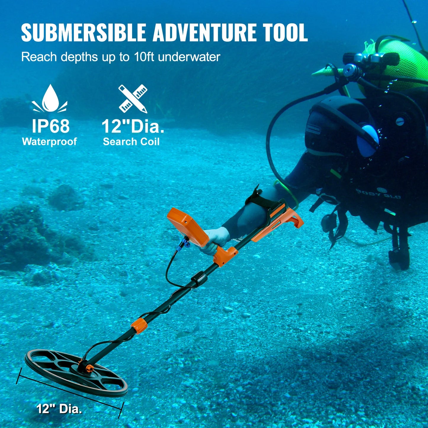 SucceBuy Professional Waterproof Metal Detector for Treasure Hunting