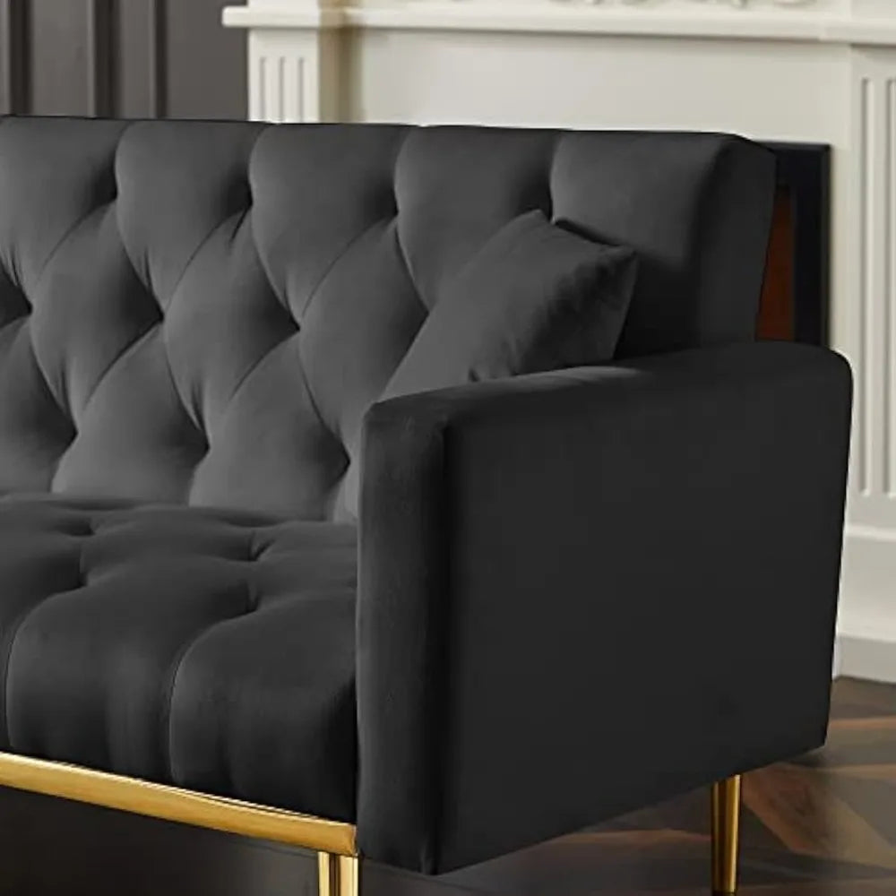 Convertible Futon Sofa Bed With Pillows Upholstered Sleeper