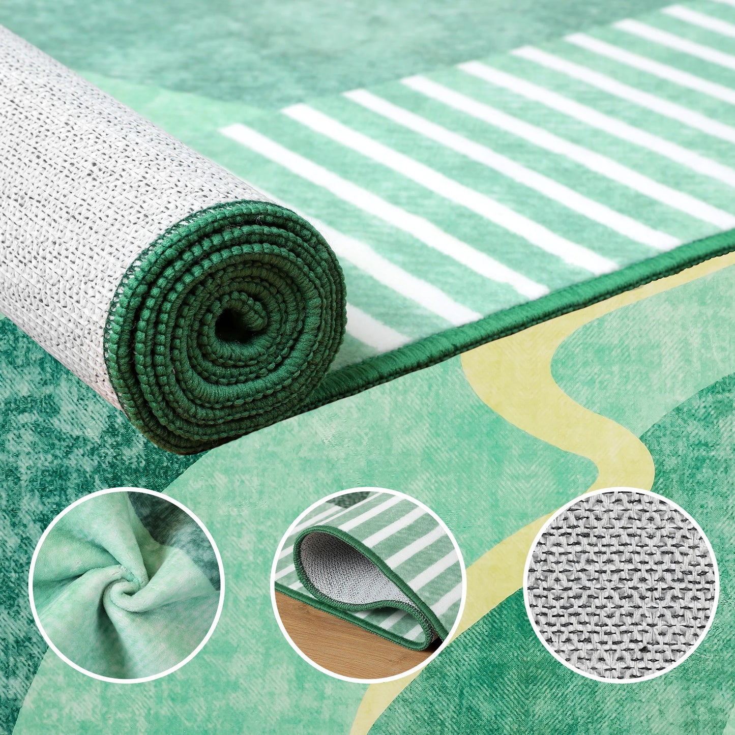 Machine Washable Vintage Area Rug With Non Slip Backing