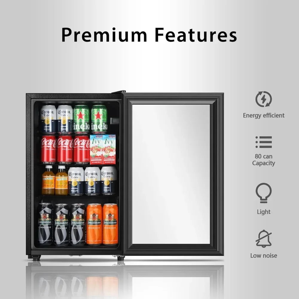 Compact Freestanding Beverage Refrigerator With Adjustable Shelves