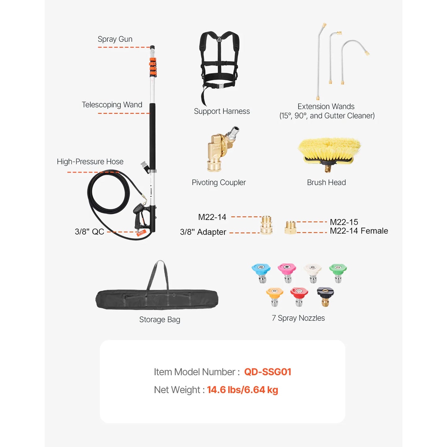 VEVOR Telescoping Pressure Washer Wand for Effortless High-Altitude Cleaning