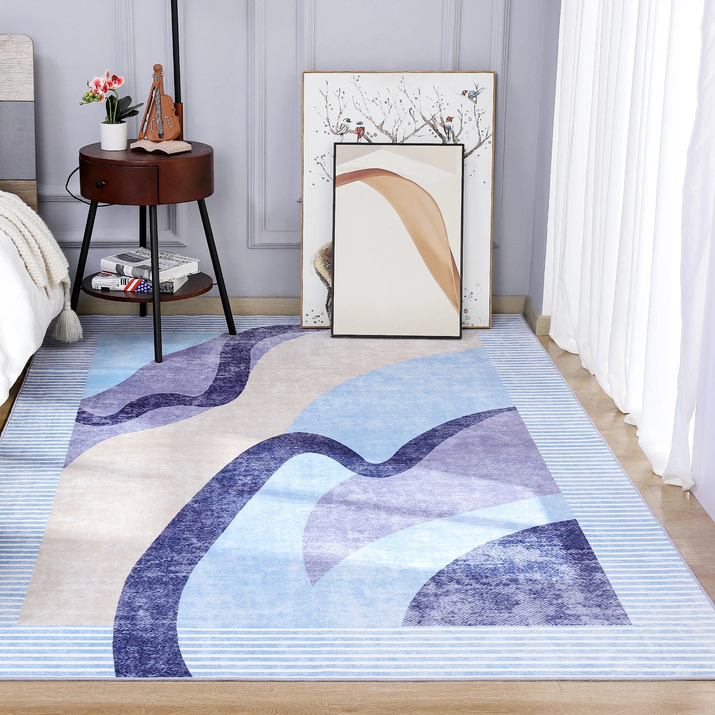 Machine Washable Vintage Area Rug With Non Slip Backing
