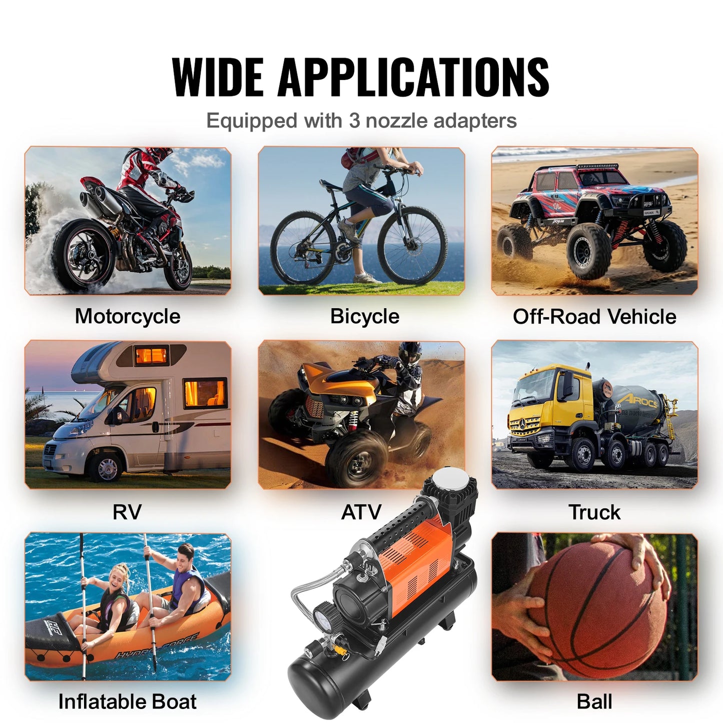 SucceBuy 12V Portable Tire Inflator Heavy Duty Air Compressor 6.35 CFM 150PSI Air Compressor Tire Inflator for Trucks Car SUV