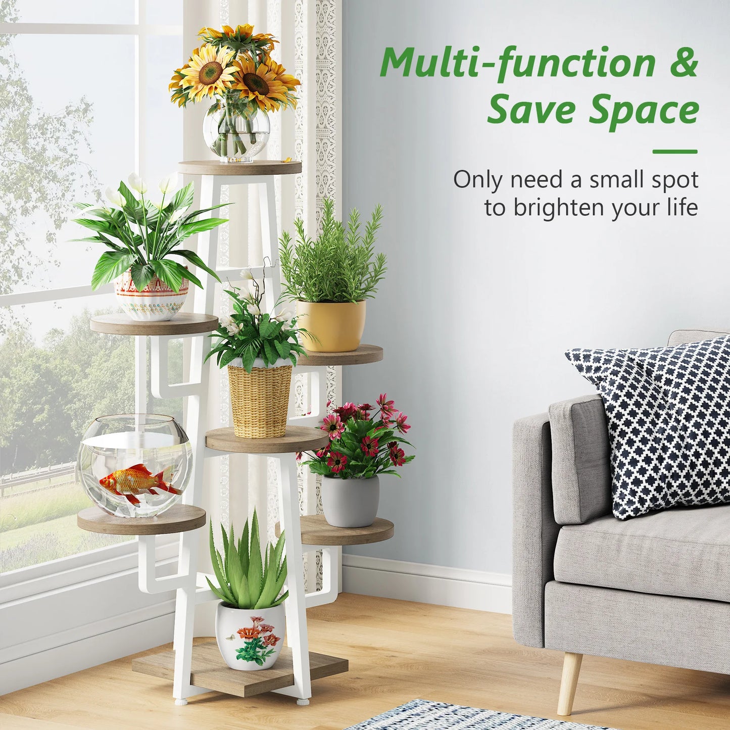 Tribesigns Multi Tier Indoor Plant Stand Wooden Corner Shelf
