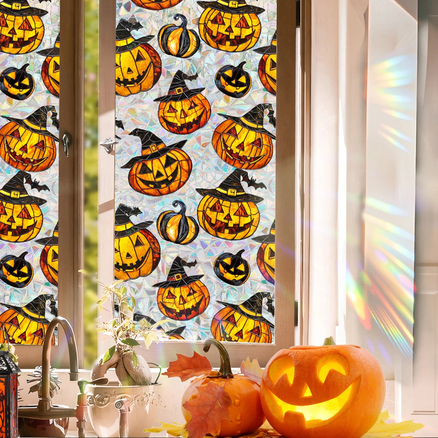 Spooky Halloween Window Clings Ghost Witch And Spider Web