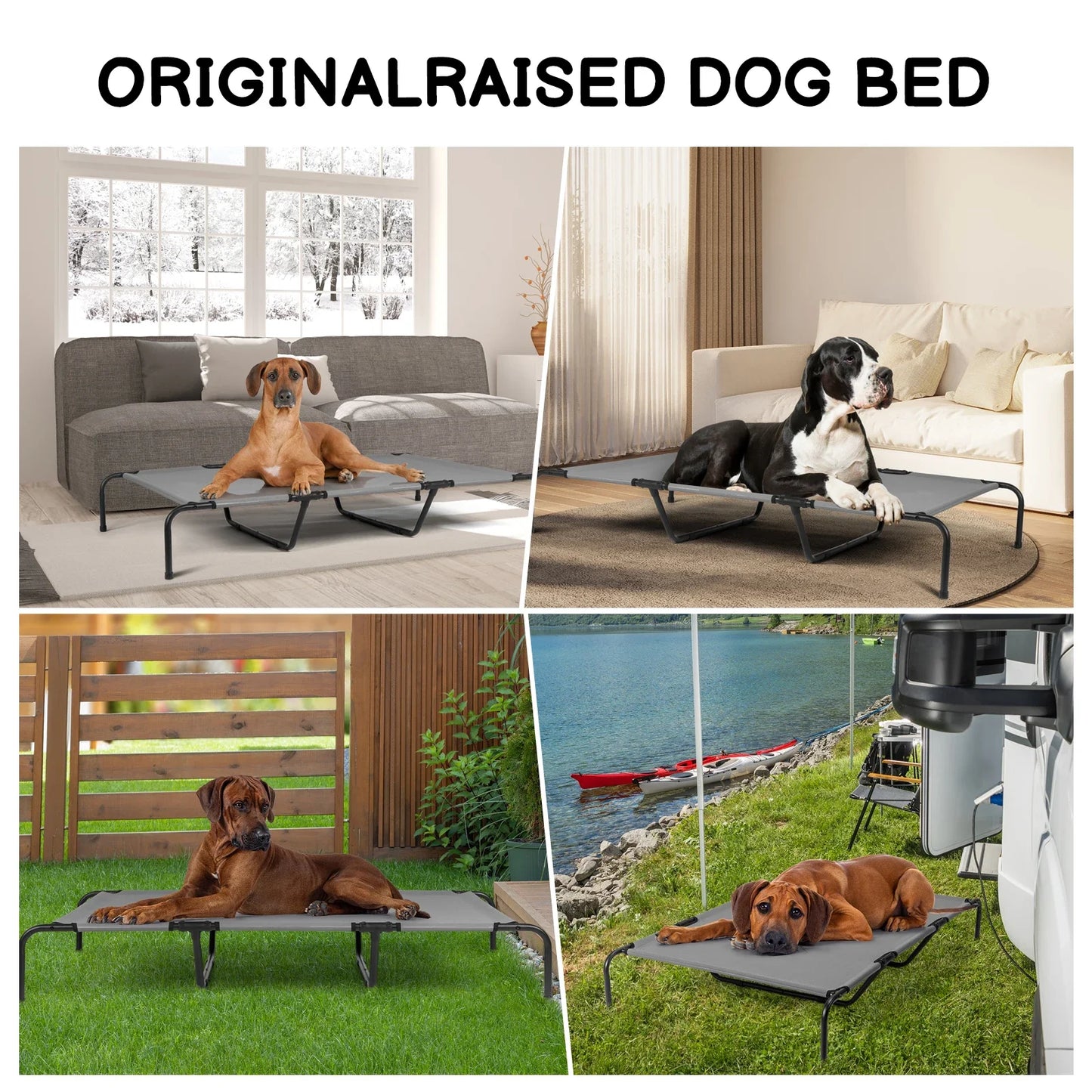 Cooling Elevated Dog Bed Chew Proof Mesh Steel Frame