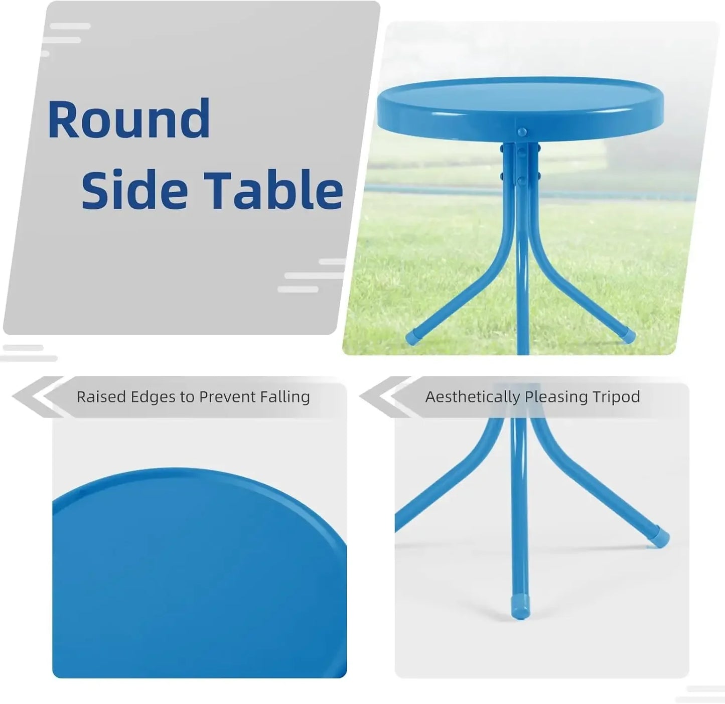 Retro Metal Patio Bistro Set With CSpring Chairs And Table