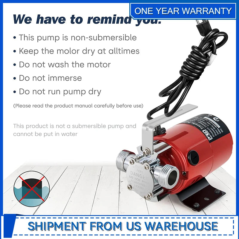 Prostormer 120V Portable Water Transfer Pump With Hose Kit