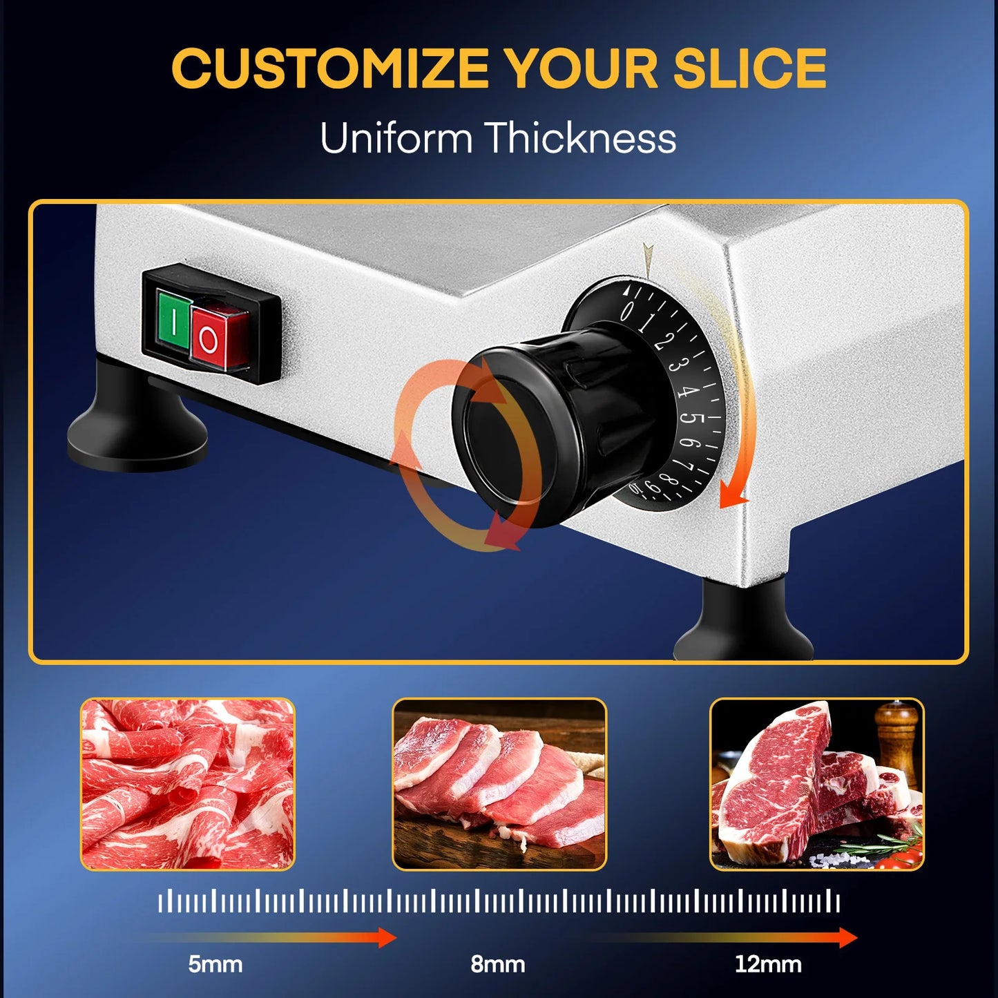 12-Inch Electric Meat and Deli Slicer with Adjustable Thickness
