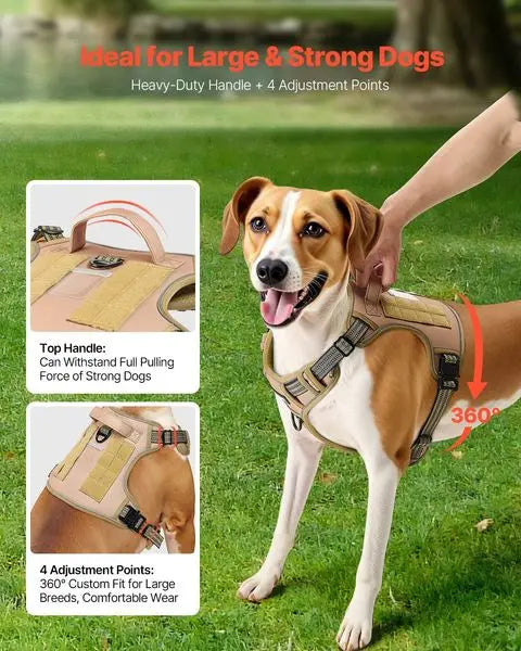 Adjustable Tactical Dog Harness for Large Dogs No Pull Design