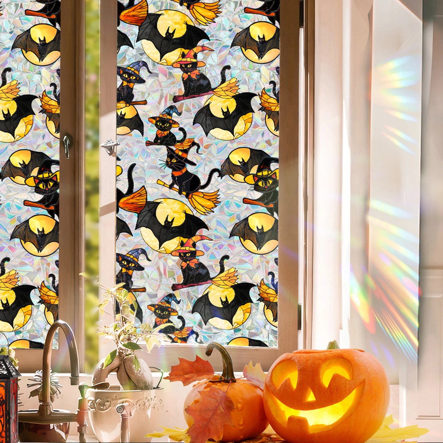 Spooky Halloween Window Clings Ghost Witch And Spider Web