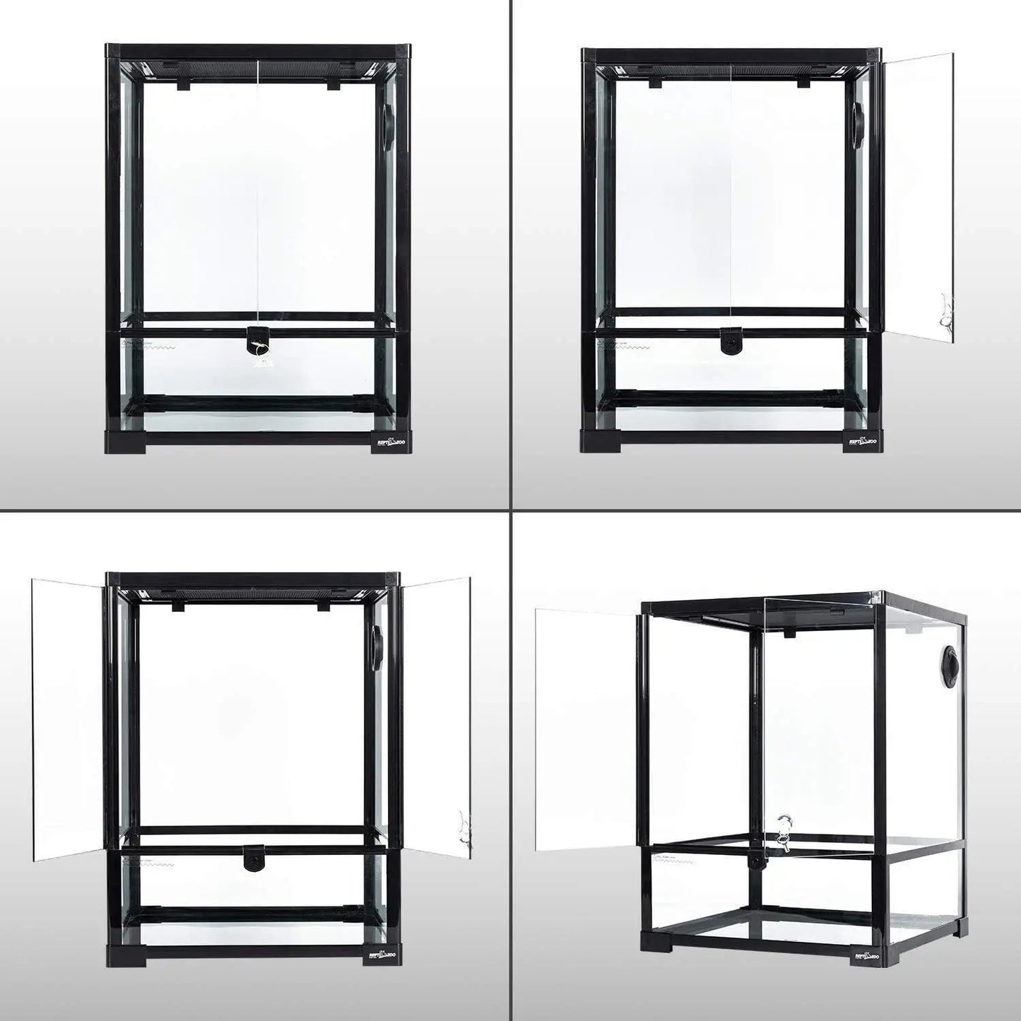 Large Glass Reptile Terrarium with Front Opening and Ventilation