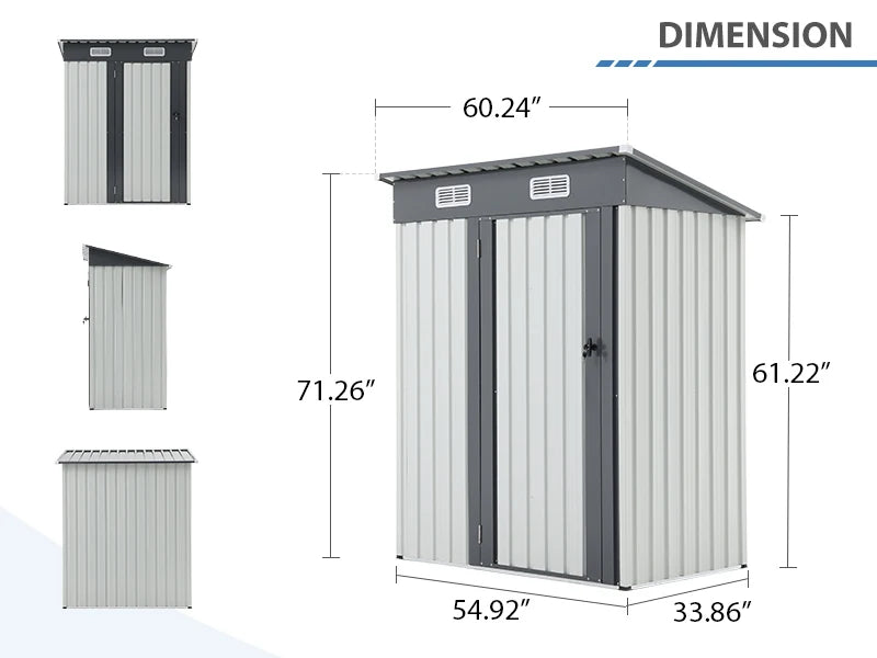 Durable Galvanized Steel Outdoor Storage Shed With Lock