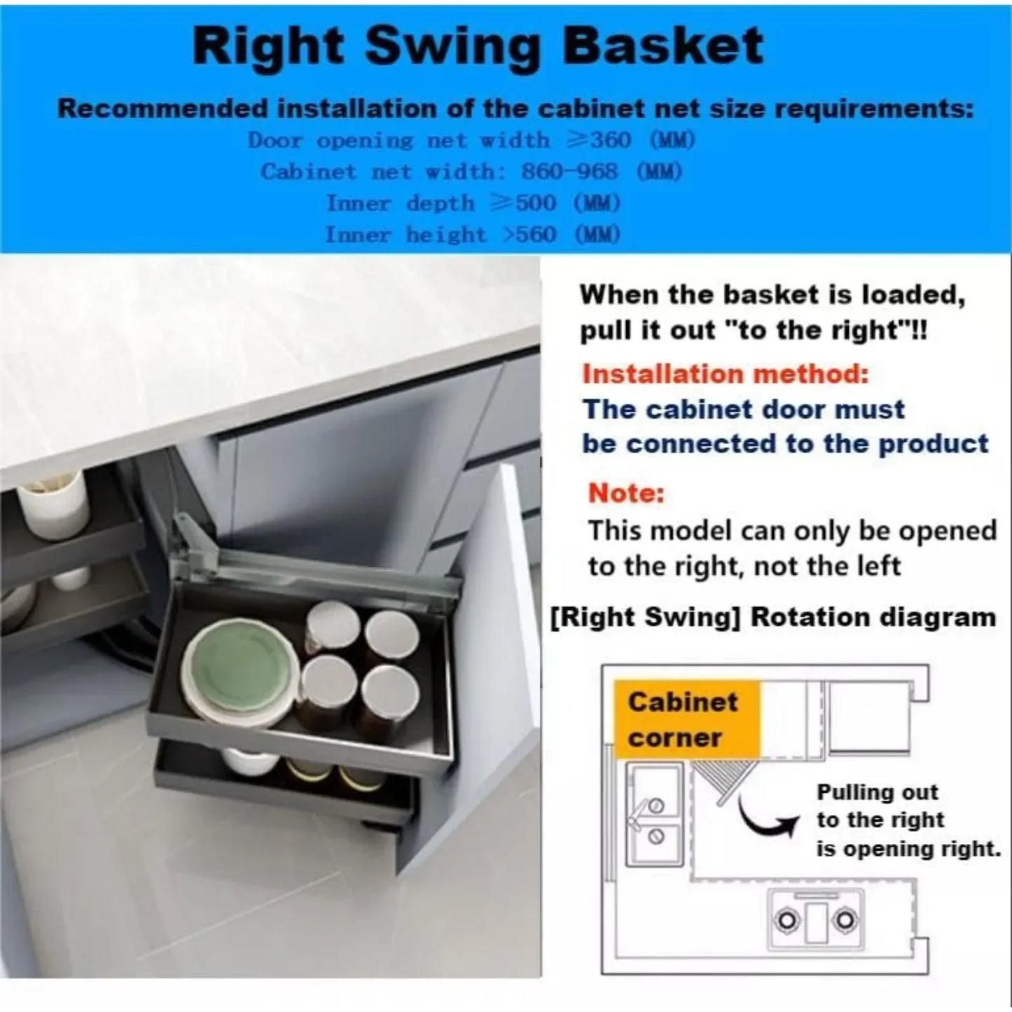 Pull Out Kitchen Cabinet Organizer with Soft Close Mechanism