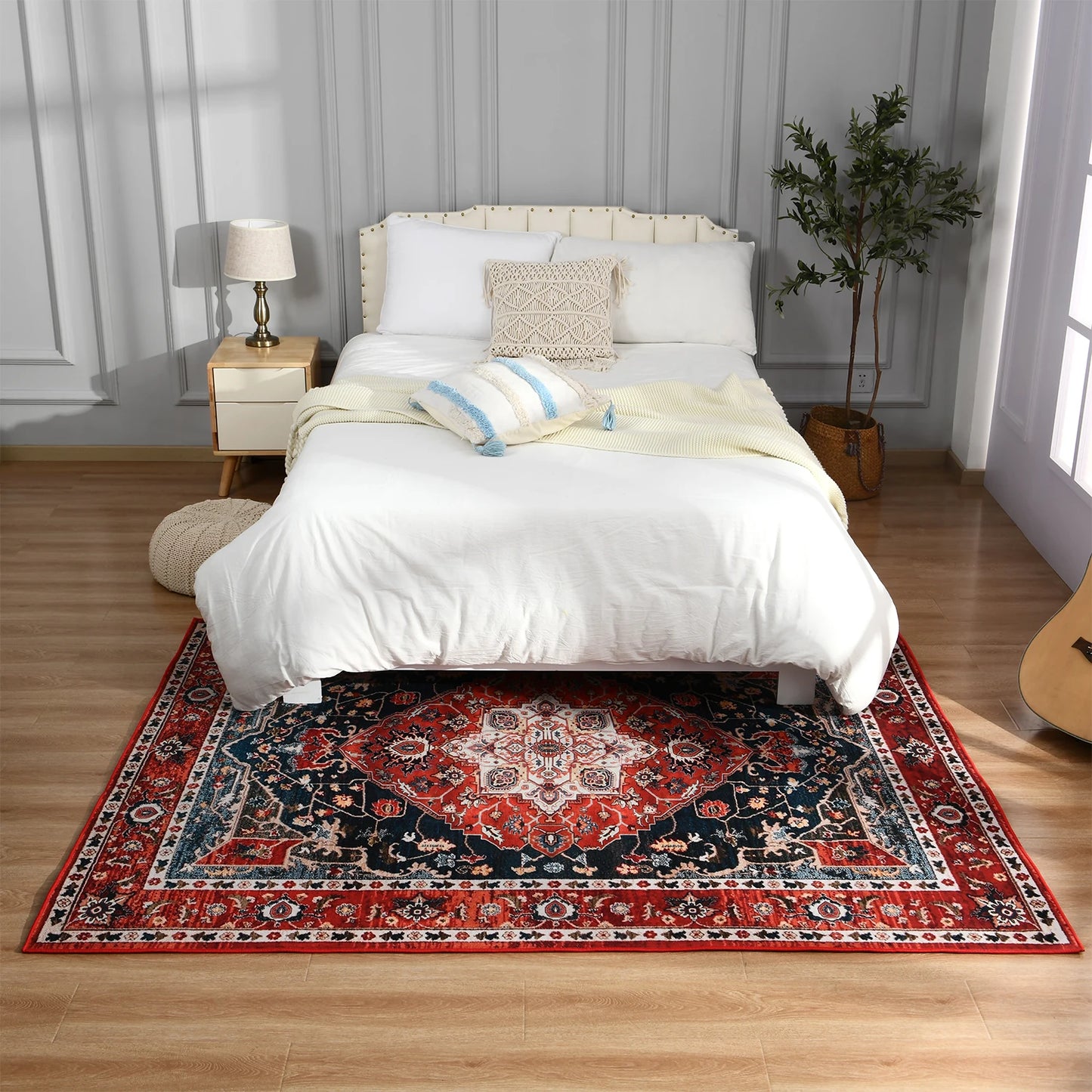 Boho Vintage Washable Non-Slip Soft Accent Bedroom Rug