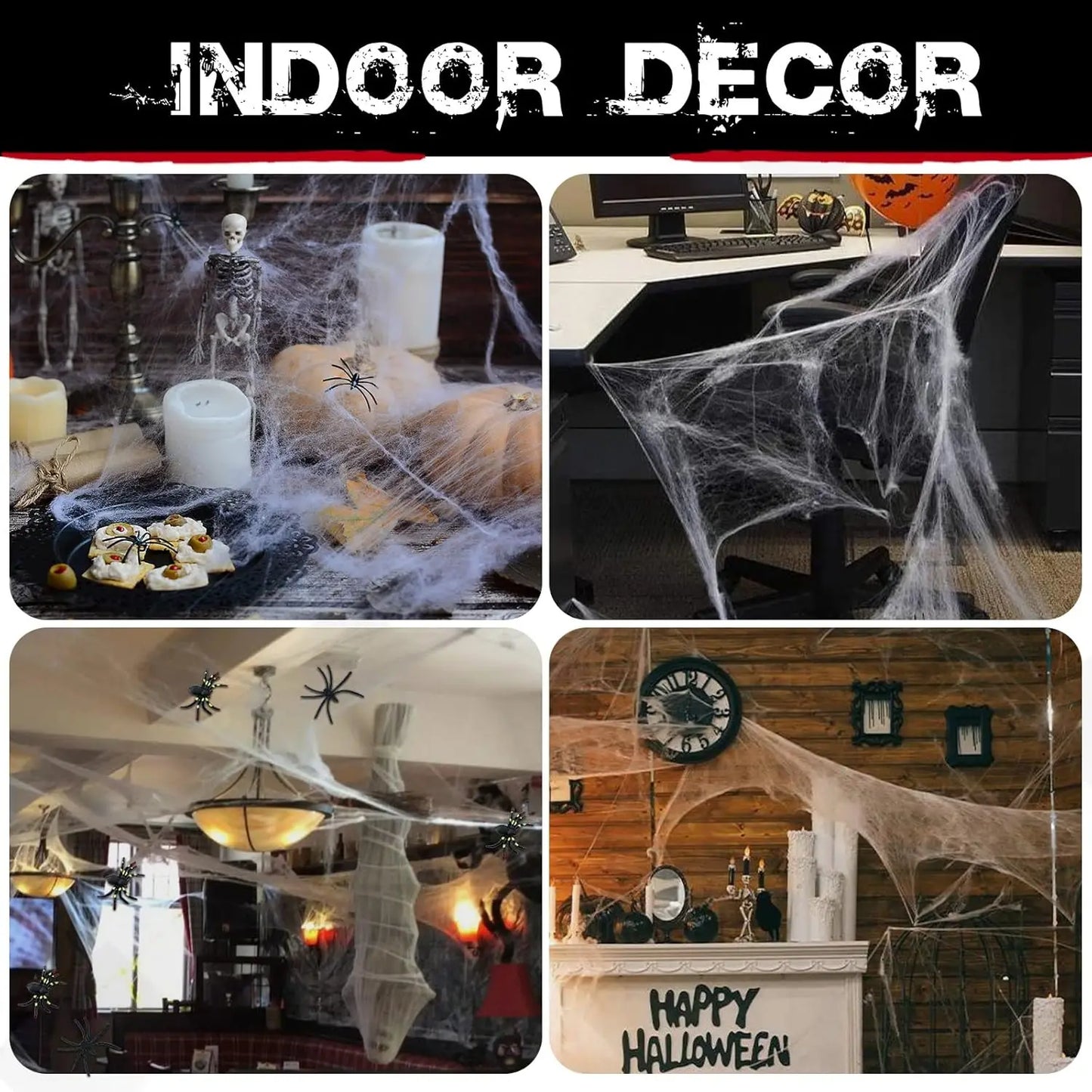 Halloween Cobweb Decor Indoor Outdoor Spider Webs Set