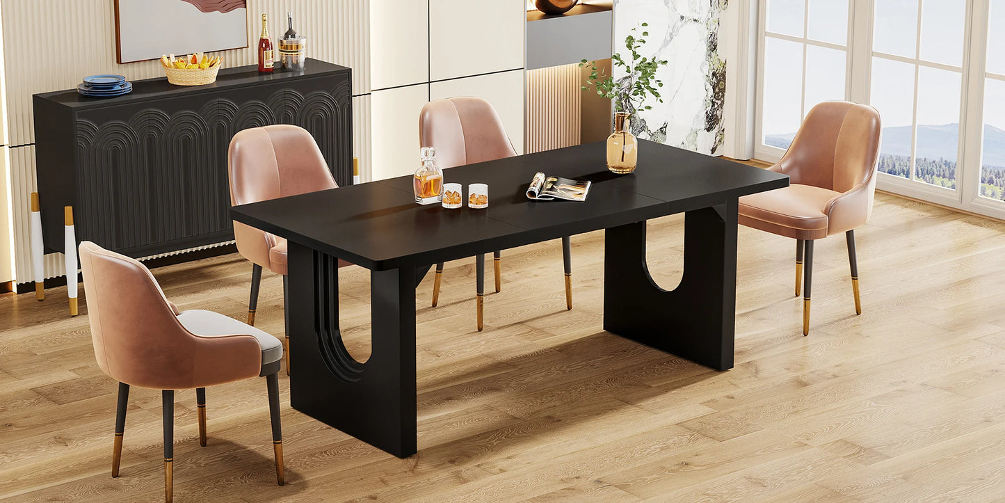 Tribesigns Modern Wood Pedestal Dining Table For Six