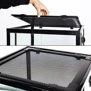 Large Glass Reptile Terrarium with Front Opening and Ventilation