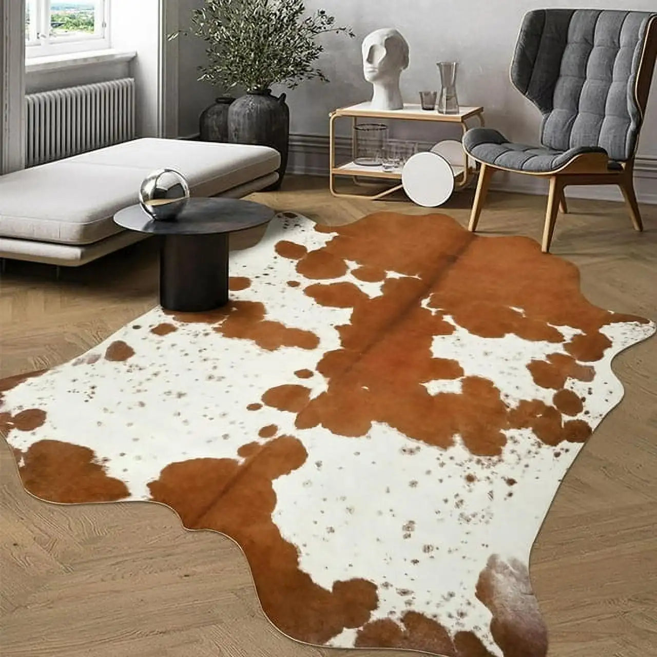 Faux Cowhide Animal Print Rug For Living Room Bedroom