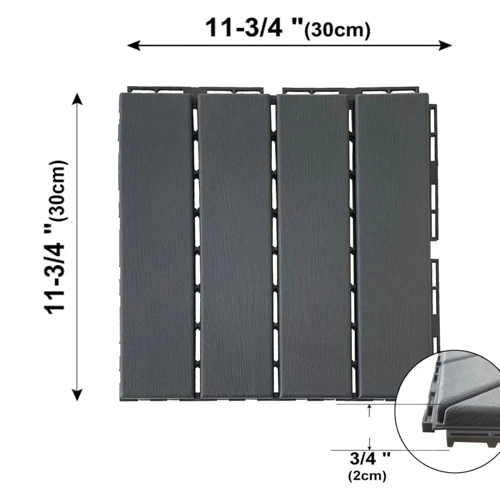 Interlocking Plastic Deck Tiles for Outdoor Patio and Balcony