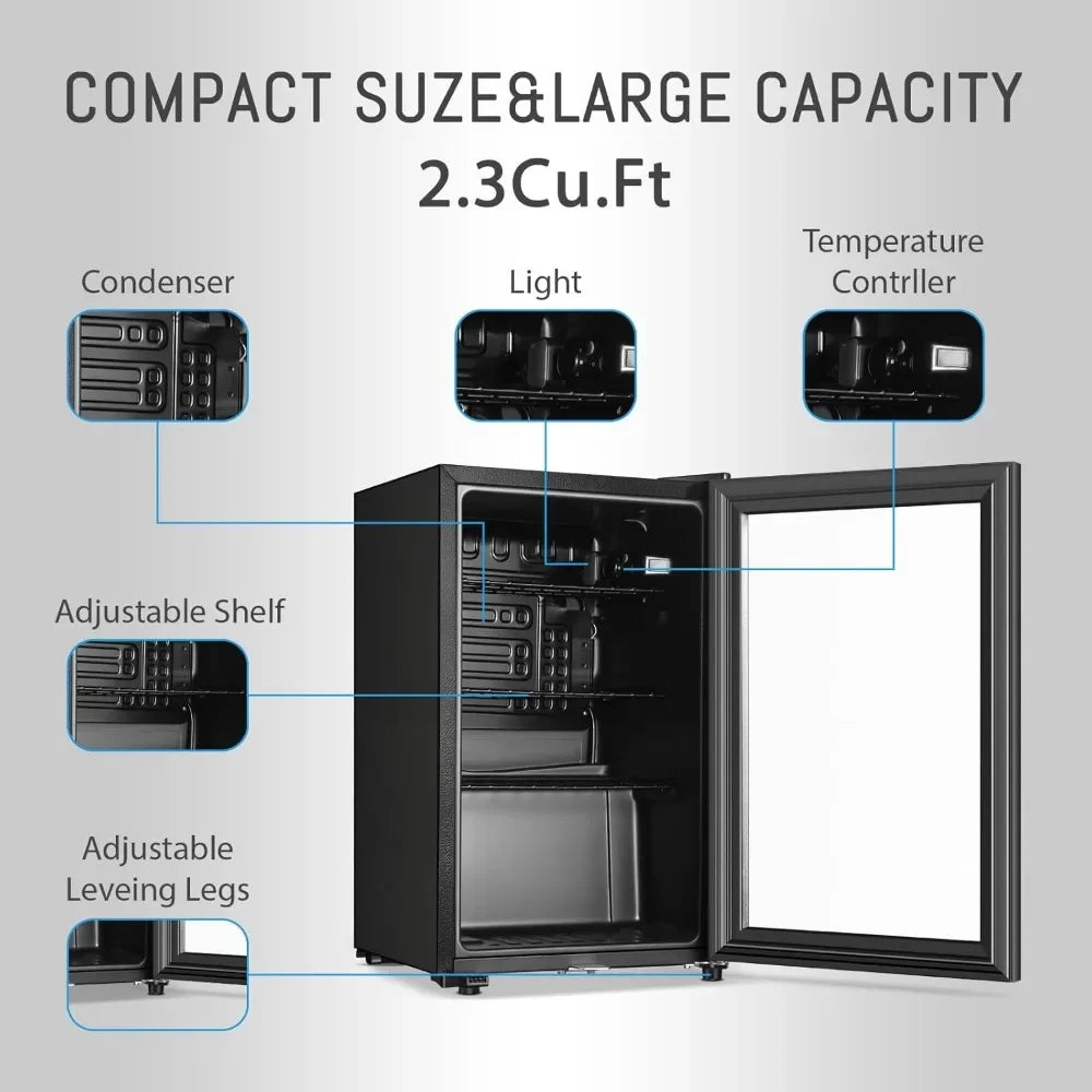 Compact Freestanding Beverage Refrigerator With Adjustable Shelves