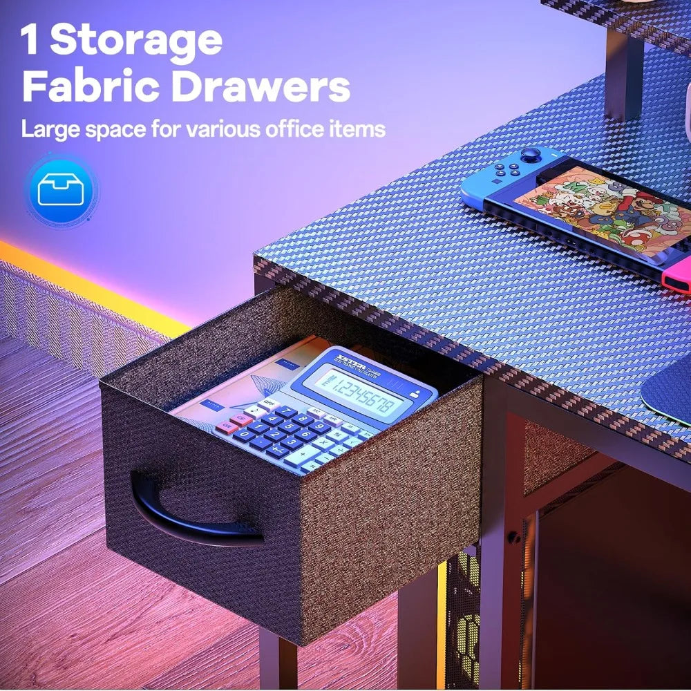 L Shaped Gaming Desk With Power Outlet Monitor Stand