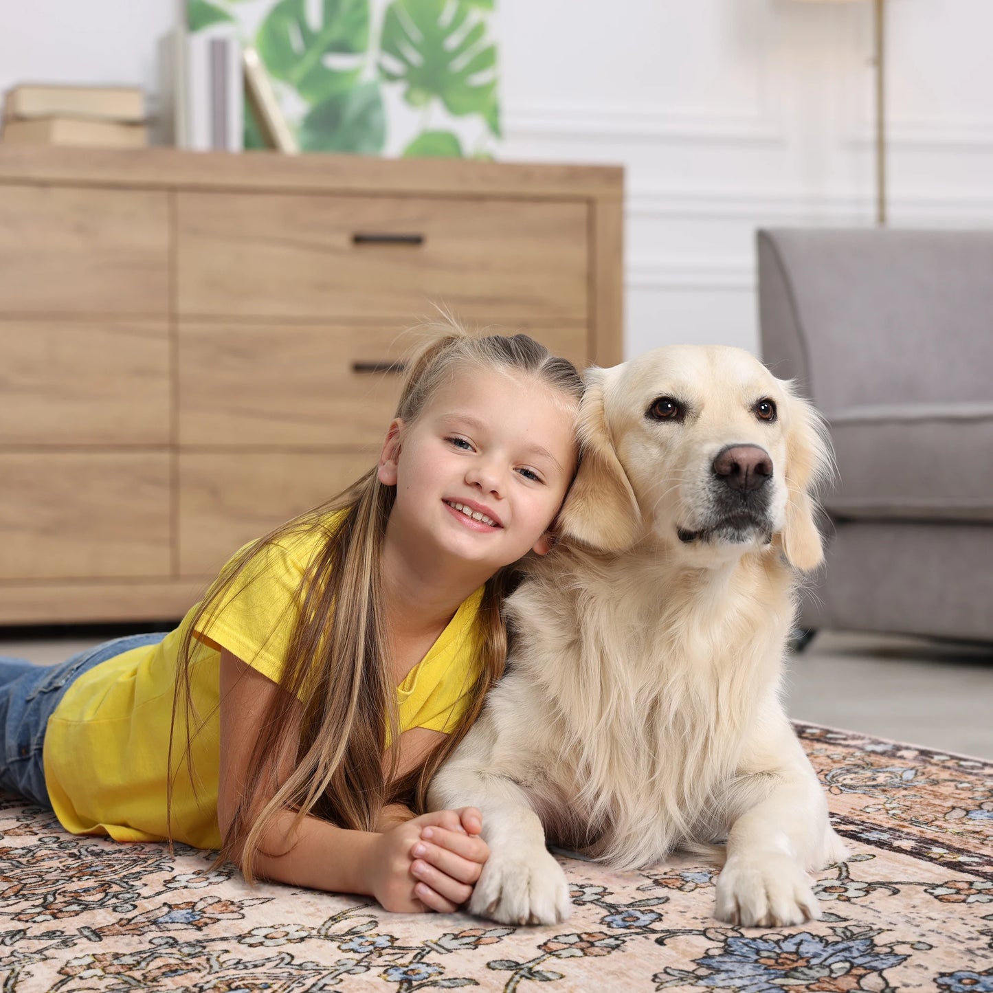 Machine Washable Vintage Non Slip Low Pile Area Rug
