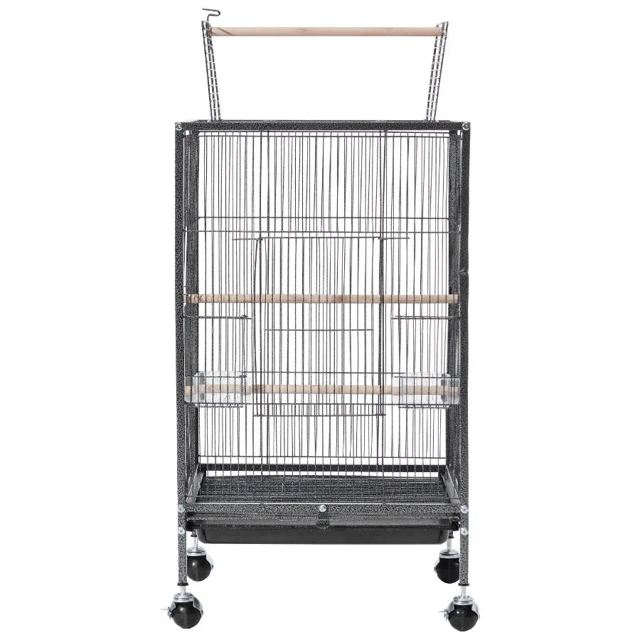 Flat Top Open Wrought Iron Bird Cage With Perches Tray