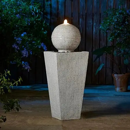 Ceramic Outdoor Water Fountain with LED Light and Pump