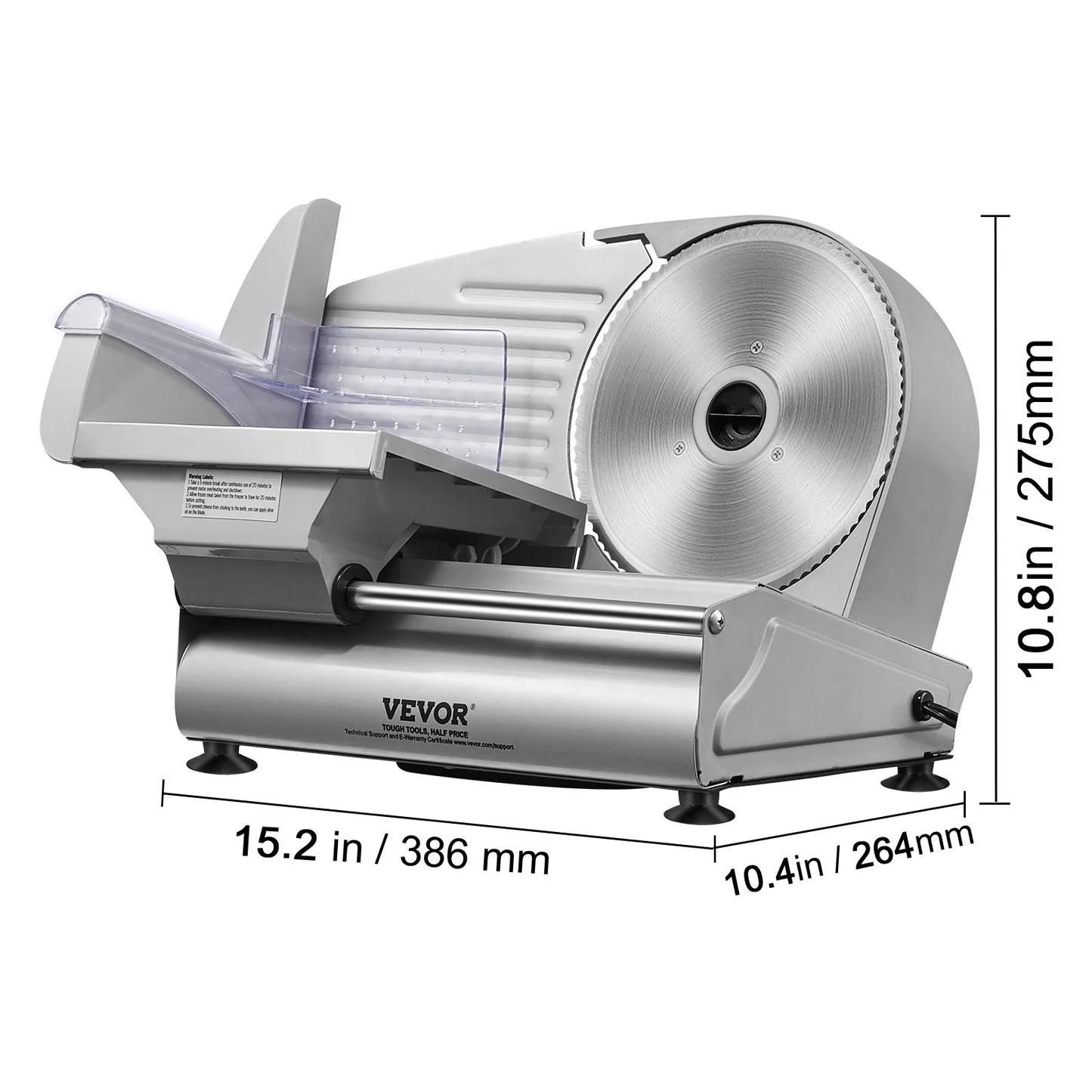 Electric Deli Food Slicer with Adjustable Thickness and Stainless Steel Blade